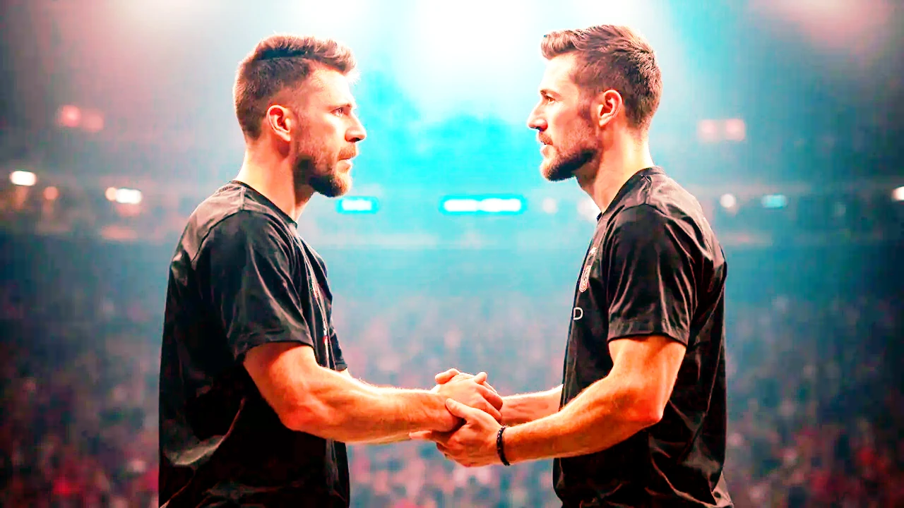 Two opposing team captains meeting before a match