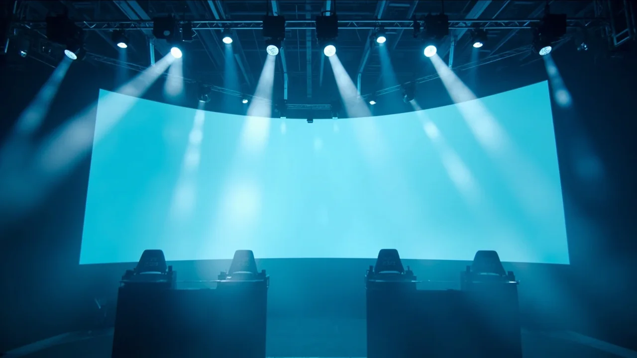 Esports stage lighting rig and truss