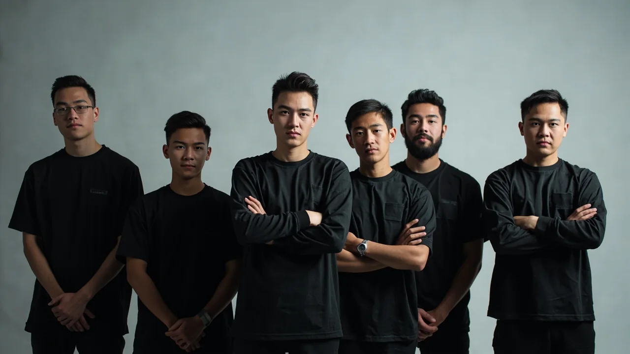 Professional esports team arranged for an official team photo