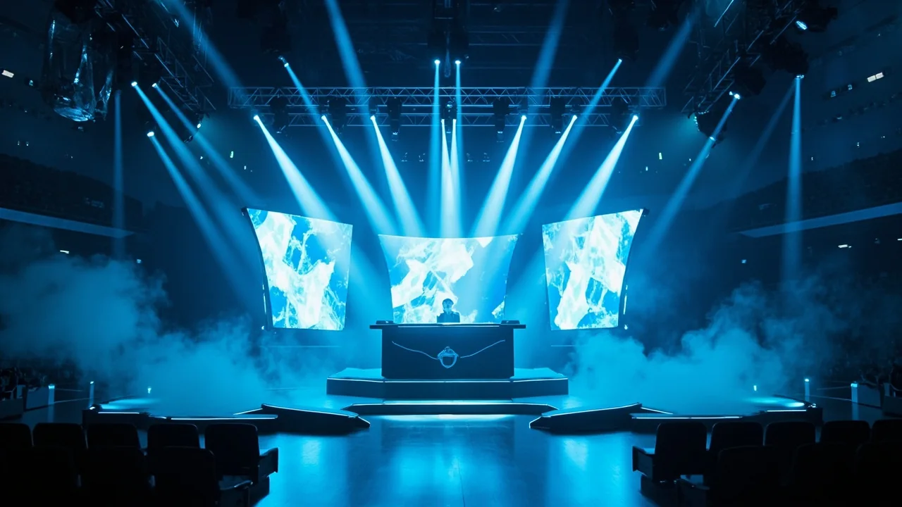 Tournament finals stage with curved LED walls